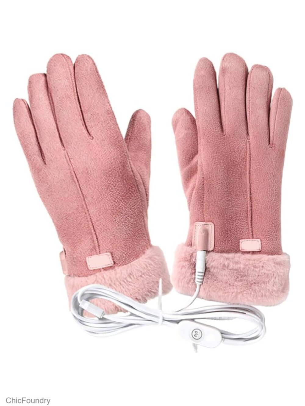 USB Heated Leather Gloves Electric Thermal Winter Ski Cycling